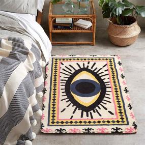 img 1 attached to HAOCOO Evil Eye Area Rugs: Non-Slip Tribal Style Small Throw Rugs for Door Mat, Entryway & Bedroom Decor