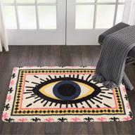 haocoo evil eye area rugs: non-slip tribal style small throw rugs for door mat, entryway & bedroom decor logo