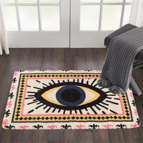 img 4 attached to HAOCOO Evil Eye Area Rugs: Non-Slip Tribal Style Small Throw Rugs for Door Mat, Entryway & Bedroom Decor