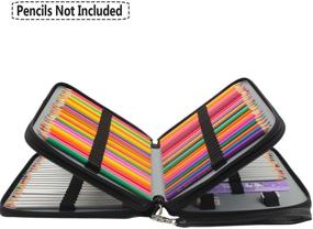 img 3 attached to Soucolor 120-Slots Black PU Leather Pencil Case with Zipper - Enhance your Organization