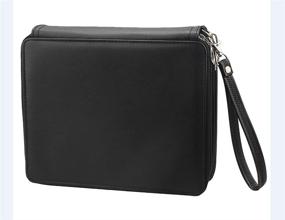 img 4 attached to Soucolor 120-Slots Black PU Leather Pencil Case with Zipper - Enhance your Organization