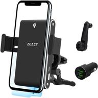 📲 zeacy 15w qi fast charging wireless car charger mount with auto-clamping air vent phone holder for iphone 13/12/11/x/8 and samsung galaxy logo