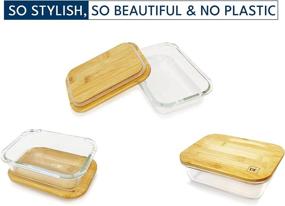 img 2 attached to 🍃 Set of 4 Plastic-Free Glass Food Storage Containers with Bamboo Wooden Lids - Ideal Pantry Organization for Flour, Sugar, Coffee, Tea, Pasta, Candy, Snacks, and Dried Foods