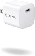 🔌 syncwire usb c charger, 20w pd fast charger block adapter, compact type-c power delivery wall charger compatible for iphone 13 12 11 pro max xr x 8 plus, ipad pro, pixel, samsung s10 s9 lg v50 logo