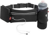 🏃 solim running belt bag with water bottle holder - adjustable fanny waist pack for walking, workouts, and short hiking - black logo