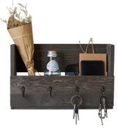 📬 organize and declutter with our distressed rustic gray pine wood wall mounted mail sorter organizer and key holder rack – entryway, kitchen, hallway, foyer wall mount for easy access and storage логотип