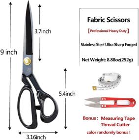 img 3 attached to ✂️ High Carbon Steel Sewing Scissors - Industrial Strength Tailor Scissor Shears for Fabric, Leather, and More - Ideal for Sewing, Dressmaking, Tailoring, Home, Office, Artists, and Dressmakers - 9 Inch, 3-IN-1