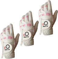 finger ten women's golf gloves - left or right hand, weathersof grip, value 3 pack - medium, small, and large sizes with pro design logo