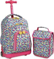 🎒 j world new york kids' lollipop rolling backpack & lunch bag set, floret, one size - enhanced seo logo