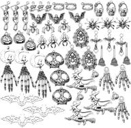 🎃 halloween charms - 100g (approx. 55-60 pieces) assorted silver pendants skeleton pumpkin bat witch collection for jewelry making, key rings, and crafts logo