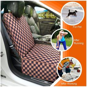 img 2 attached to 🐶 Waterproof 900D Fabric Dog Front Seat Cover Protector for Car - Anti Slide EVA Backing, Large Storage Pocket - Fits Most Cars, Trucks & SUVs