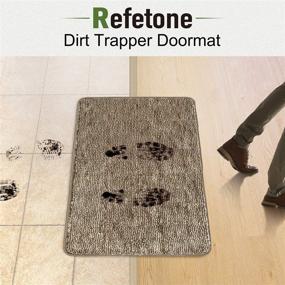 img 2 attached to 🏠 REFETONE Indoor Doormat - Durable Rubber Backing Non Slip Entrance Rug for Front and Back Doors - Super Absorbent and Dirt-Resistant - Machine Washable Low-Profile Mat - 20" x 32" - Coffee