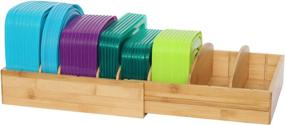 img 4 attached to 🗂️ Expandable Bamboo Lid Rack for Food Containers - 8 Dividers, Drawer/Cabinet Organizer for Pantry Shelves - Use Together or Separately