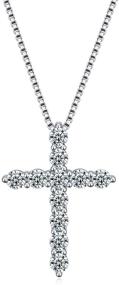 img 4 attached to 👼 Sterling Silver Cross Necklace: Elegant Religious Jewelry Gift for Daughter & Teen Girls with Cubic Zirconia