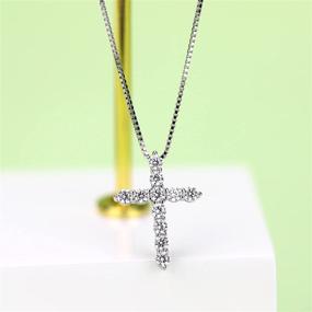 img 1 attached to 👼 Sterling Silver Cross Necklace: Elegant Religious Jewelry Gift for Daughter & Teen Girls with Cubic Zirconia