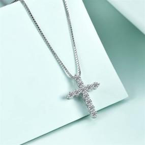 img 2 attached to 👼 Sterling Silver Cross Necklace: Elegant Religious Jewelry Gift for Daughter & Teen Girls with Cubic Zirconia