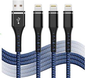 img 4 attached to 3-Pack 6/6/10FT Blue Lightning Charger Cable for iPhone 12/11/11Pro Max/11Pro/XS/Max/XR/X/8/8P/7/6/6s and More - Long Cord for Enhanced Charging Experience
