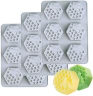 🧼 kingrol silicone soap molds: 3-pack, 6 cavities, flexible design for baking & ice cube making - easy release! logo