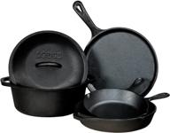 🍳 lodge 5-piece set of pre-seasoned black cast iron cookware logo