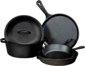 img 4 attached to 🍳 Lodge 5-Piece Set of Pre-Seasoned Black Cast Iron Cookware