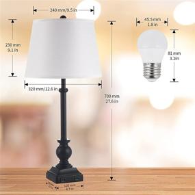 img 2 attached to 🏡 Farmhouse Bedroom Lamp Sets with USB Charging Ports - Set of 2 USB Table Lamps with Bulb Included