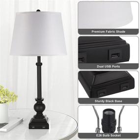 img 1 attached to 🏡 Farmhouse Bedroom Lamp Sets with USB Charging Ports - Set of 2 USB Table Lamps with Bulb Included