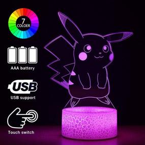 img 2 attached to 🎁 3D Anime Toys Night Light - Three Patterns and 16 Color Change Decor Lamp with Remote Control: Perfect Christmas Gifts for Kids, Boys, Girls!