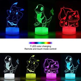 img 3 attached to 🎁 3D Anime Toys Night Light - Three Patterns and 16 Color Change Decor Lamp with Remote Control: Perfect Christmas Gifts for Kids, Boys, Girls!