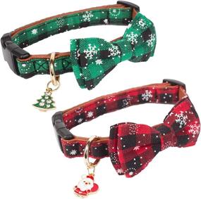 img 3 attached to 🎄 ADOGGYGO Christmas Dog Collar with Bow Tie: Festive Plaid Red and Green Adjustable Bowtie for Small, Medium, and Large Dogs