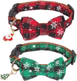 img 4 attached to 🎄 ADOGGYGO Christmas Dog Collar with Bow Tie: Festive Plaid Red and Green Adjustable Bowtie for Small, Medium, and Large Dogs