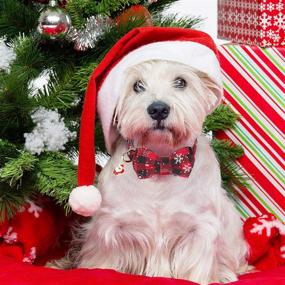 img 1 attached to 🎄 ADOGGYGO Christmas Dog Collar with Bow Tie: Festive Plaid Red and Green Adjustable Bowtie for Small, Medium, and Large Dogs