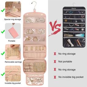 img 3 attached to 👜 Travel Jewelry Organizer Case by MONSTINA - Foldable Jewelry Roll Bag with Hook for Necklaces, Earrings, Rings, Bracelets, and Brooches - Convenient Hanging Jewery Storage Bags