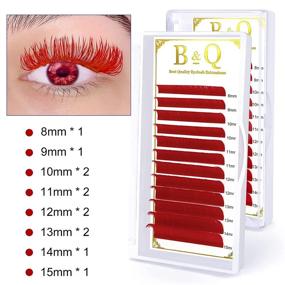 img 2 attached to 💃 Vibrant Red Color Colored Eyelash Extensions for Bolder, Eye-Catching Look - Red-D-0.15,8-15MIX