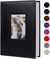 📷 recutms 300 фотографий свадебной семейной фотоальбом - небольшой объем, премиум кожаная обложка 4x6 фотоальбом на 300 горизонтальных фотографий (черный) логотип