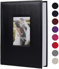 img 4 attached to 📷 RECUTMS 300 Фотографий свадебной семейной фотоальбом - небольшой объем, премиум кожаная обложка 4x6 Фотоальбом на 300 горизонтальных фотографий (черный)