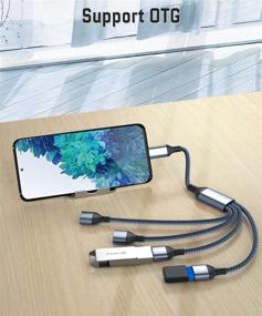 img 1 attached to 💻 High-Speed USB C Male to Four USB Female Cable Adapter - Efficient Thunderbolt 3 to 4 Type A 2.0 Port Splitter Dongle Cord Converter Connector, Multi Hub for MacBook, iPad Pro Air, Microsoft Surface Go, PC, Laptop (1FT)