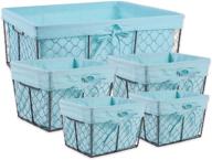 dii vintage chicken wire baskets with removable fabric liner - assorted aqua set of 5 for stylish storage logo