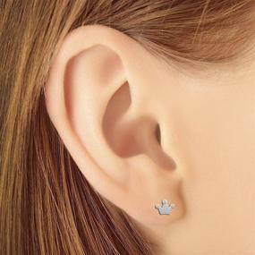 img 3 attached to 👑 Stunning Sterling Silver CZ Tiny Crown Stud Earrings - Perfect for Every Princess!