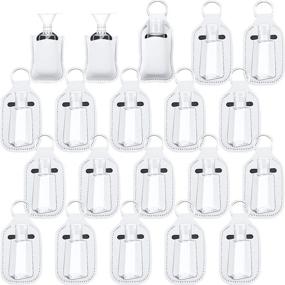 img 4 attached to 🧳 42-Piece Empty Travel Size Bottle and Keychain Holders Set with 20 Refillable 30ml Flip Cap Containers, 20 Keychain Bottle Holders, and 2 Funnels - White