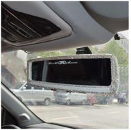 зеркало заднего вида для автомобиля с бликами белого желе и стразами siyibb для девушек - улучшенные автомобильные аксессуары. логотип