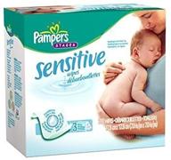 👶 pampers sensitive baby wipes refills - case pack of four | 210 count resealable packages | 840 total wipes logo