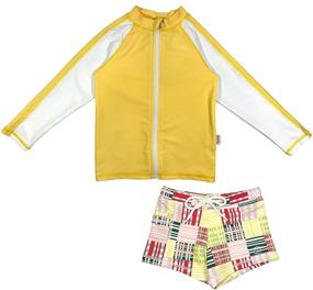 img 3 attached to 🍍 SwimZip Pineapple Boys' Sleeve Guard Shorties: Stylish Swimwear for Maximum Protection