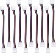 🔌 10-pack of jackyled solderless strip-to-strip jumper extension wire angle connectors for 5050 3528 rgb led light strips, suitable for diy led strip projects in kitchen cabinets and bedrooms логотип