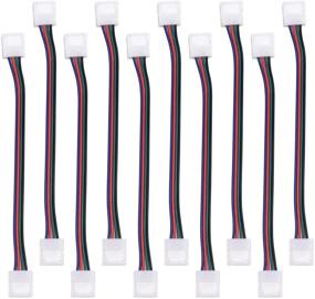 img 4 attached to 🔌 10-Pack of JACKYLED Solderless Strip-to-Strip Jumper Extension Wire Angle Connectors for 5050 3528 RGB LED Light Strips, Suitable for DIY LED Strip Projects in Kitchen Cabinets and Bedrooms