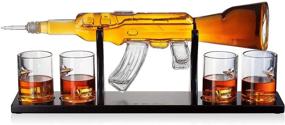 img 3 attached to 🔫 Premium Limited Edition Gun Large Decanter Set: Elegant Rifle Gun Whiskey Decanter and 4 Bullet Glasses with Mahogany Wooden Base - 22.5" 1000ml by The Wine Savant