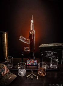 img 1 attached to 🔫 Premium Limited Edition Gun Large Decanter Set: Elegant Rifle Gun Whiskey Decanter and 4 Bullet Glasses with Mahogany Wooden Base - 22.5" 1000ml by The Wine Savant