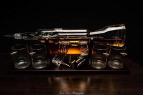 img 2 attached to 🔫 Premium Limited Edition Gun Large Decanter Set: Elegant Rifle Gun Whiskey Decanter and 4 Bullet Glasses with Mahogany Wooden Base - 22.5" 1000ml by The Wine Savant