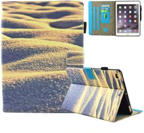 img 4 attached to 🏖️ Adventure PU Leather Folio Magnetic Cover for iPad Air 2 / iPad Air / iPad 9.7 inch 2017, with Anti-Slide, Auto Sleep/Wake, Multi Viewing - Beach Design