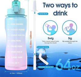 img 3 attached to 🥤 Y3 64oz Half Gallon Water Bottle with Straw and Time Marker, Leakproof, BPA Free Tritan Water Jug, Motivational Water Bottle with Handle, Ideal for Outdoor, Fitness, Gym (Green and Pink Gradient, 64oz)