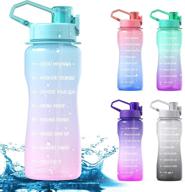 🥤 y3 64oz half gallon water bottle with straw and time marker, leakproof, bpa free tritan water jug, motivational water bottle with handle, ideal for outdoor, fitness, gym (green and pink gradient, 64oz) logo